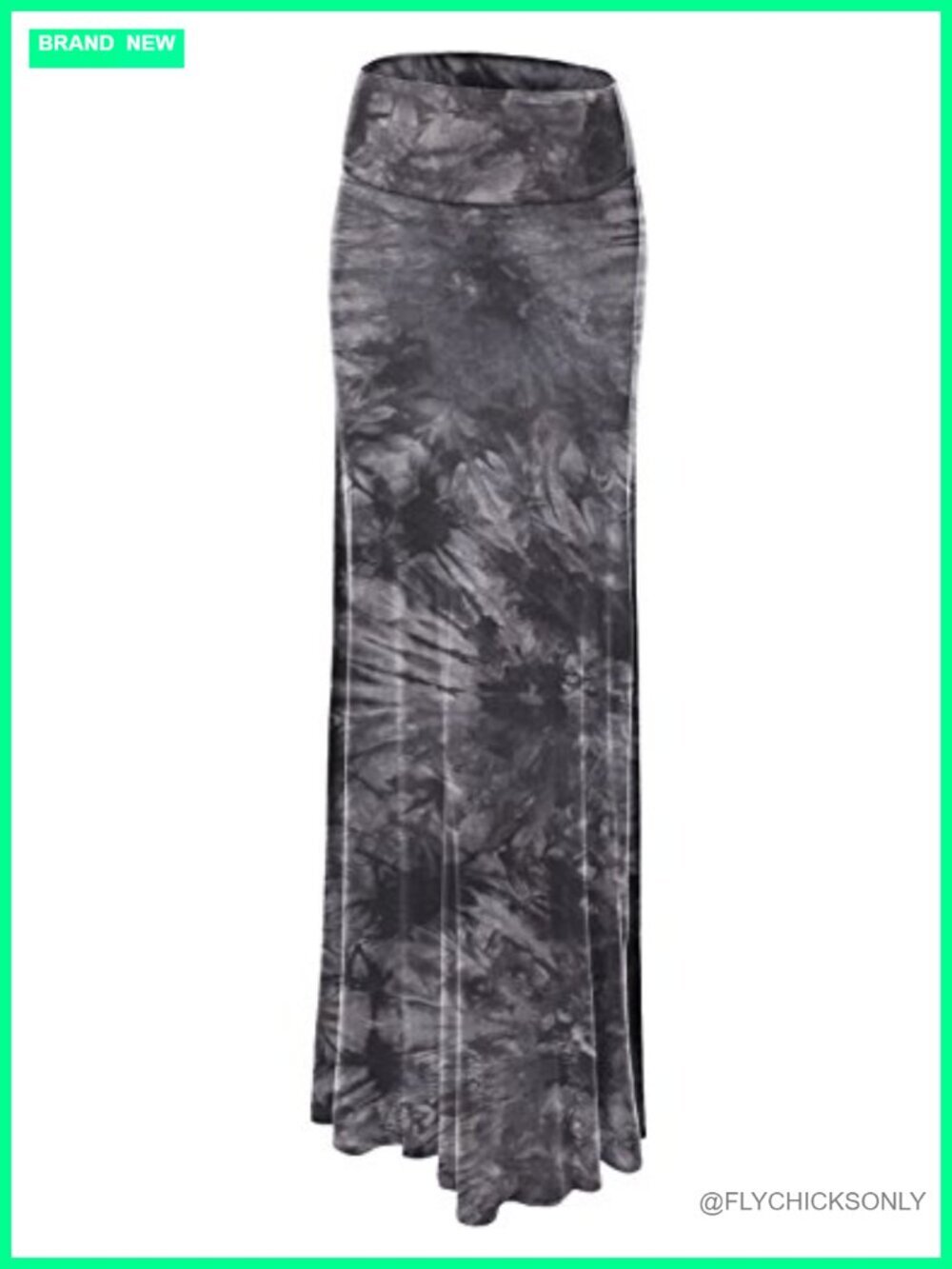 Women's Casual High Waist Fold Over Flowy Long Maxi Skirt